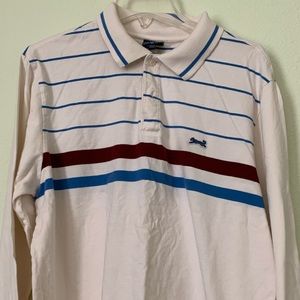 Le tigre striped long sleeve collared polo